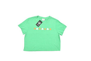 NEW WHERE I'M FROM Women's Green Shamrock Star Graphic T-Shirt Size M